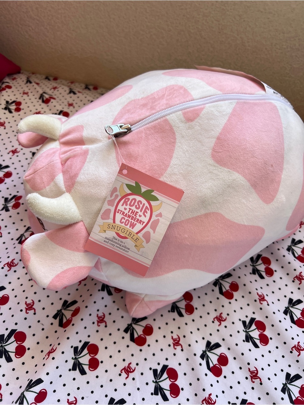 Plushible Rosie the Strawberry Cow Snugible - Picture 2 of 6